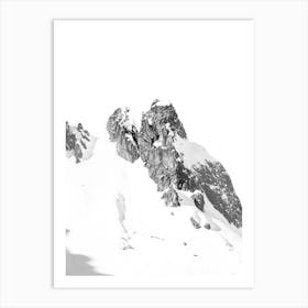 Snowy Mountain Top Black and White Minimalist Art Print Art Print