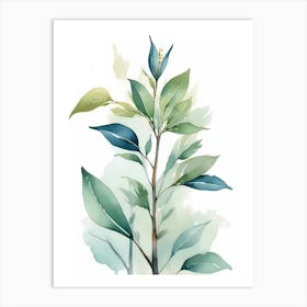 Watercolor Tree With Leaves Art Print