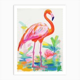 Colourful Bird Painting Greater Flamingo 2 Art Print