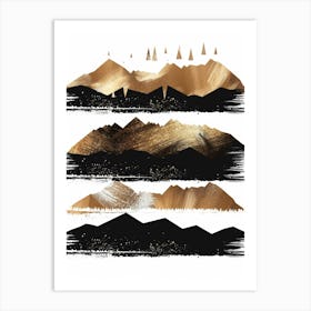 Gold And Black Mountains 3 Art Print