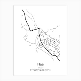 Haa,Bhutan Minimalist Map Art Print