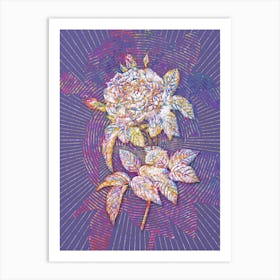 Geometric Pink French Rose Mosaic Botanical Art on Veri Peri n.0358 Art Print