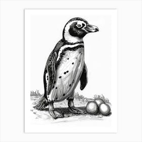 African Penguin Balancing Eggs 1 Art Print