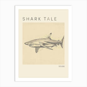 Vintage Shark Pencil Illustration 4 Poster Art Print