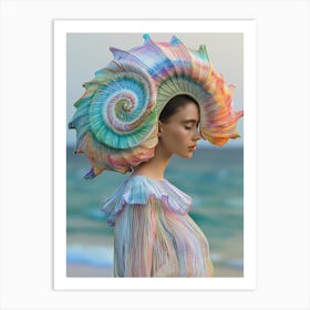 "Woman's Shell Headpiece Portrait" Art Print