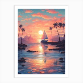 Sunset Sailboat Art Print