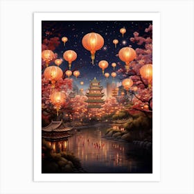 Chinese Lantern Festival Illustration 2 Art Print