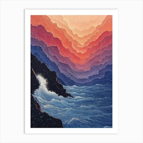 Sunset Over The Ocean Art Print