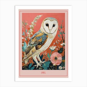 Floral Animal Painting Owl 2 Poster Art Print