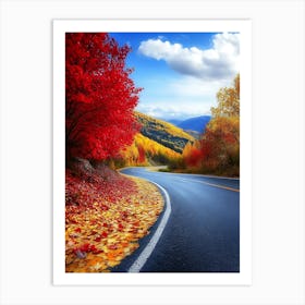 Beautiful Road In Autumn 8 Art Print