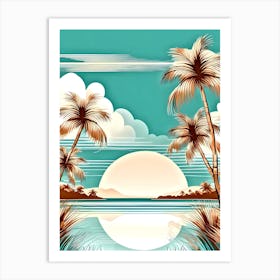 Tropical Sunset With Palm Trees Art Print