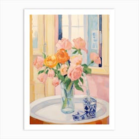 A Vase With Rose, Flower Bouquet 2 Art Print