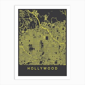 Hollywood Map Neon Art Print