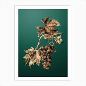 Gold Botanical Brachetto Grape on Dark Spring Green n.1183 Art Print