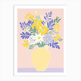 Flowers In A Yellow Vase Art Print