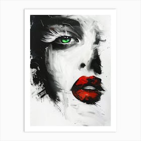 Woman With Red Lips Art Print