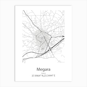 Megara,Greece Minimalist Map Art Print