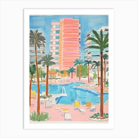The Fontainebleau Miami Beach   Miami Beach, Florida   Resort Storybook Illustration 2 Art Print