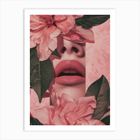 Portrait Of A Woman With Flowers Art Print