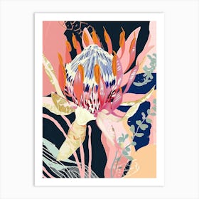 Colourful Flower Illustration Protea 4 Art Print