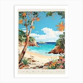 Poster Of Trunk Bay Beach, Us Virgin Islands, Matisse And Rousseau Style 1 Art Print