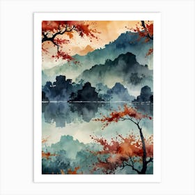 Asian Watercolor Painting 6 Art Print