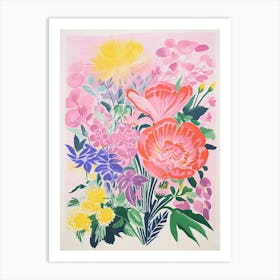 Colourful Flower Still Life Risograph Style 25 Art Print