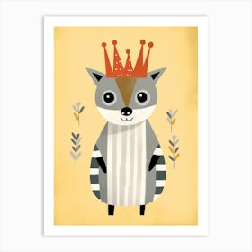 Little Lemur 2 Wearing A Crown Art Print