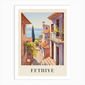 Fethiye Turkey 4 Vintage Pink Travel Illustration Poster Art Print