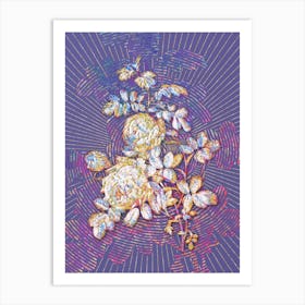 Geometric Vintage Sulphur Rose Mosaic Botanical Art on Veri Peri n.0117 Art Print