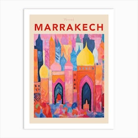 Marrakech Morocco Fauvist Travel Poster Art Print