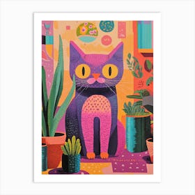 Cat In A Pot Art Print