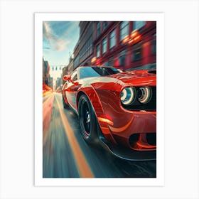 Dodge Challenger Speeding Through The City Art Print