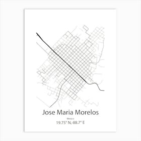 Jose Maria Morelos,Mexico Minimalist Map Art Print