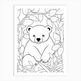 Line Art Jungle Animal Sun Bear 2 Art Print