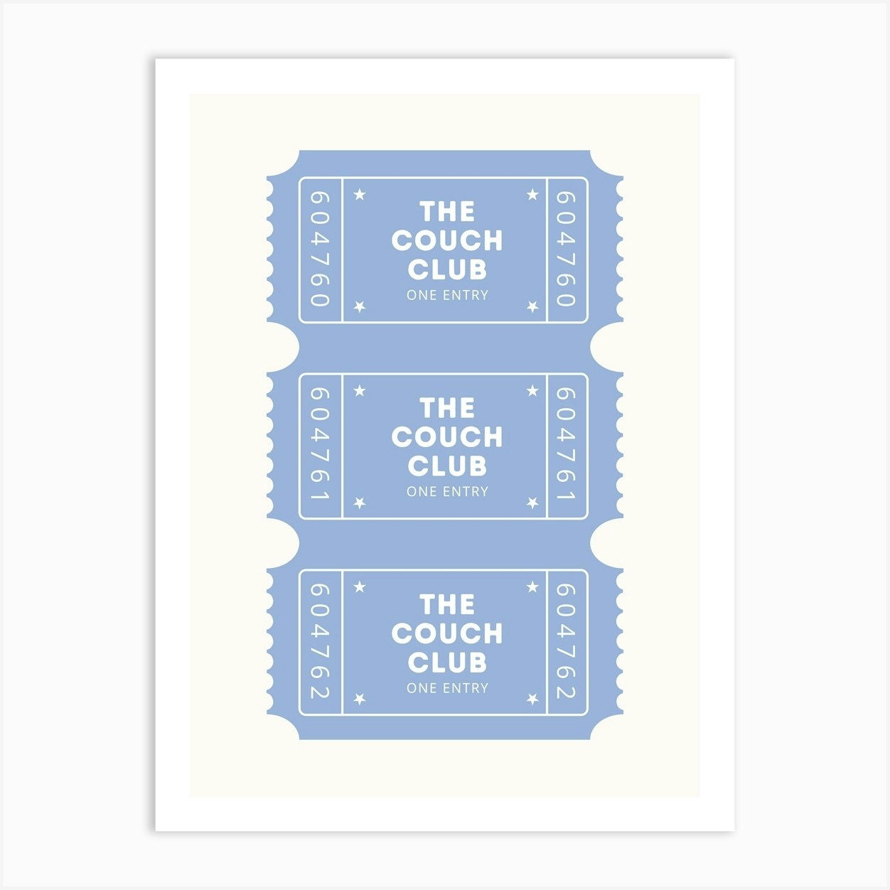 Couch Club Ticket Poster Art Print by House of Saturn
