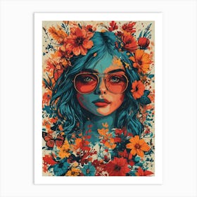 Girl With Flowers Art Print