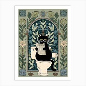 Cat On Toilet 1 Art Print