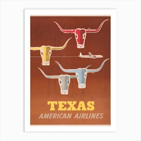 Texas American Airlines Vintage Poster Art Print