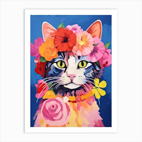 Laperm Cat With A Flower Crown Painting Matisse Style 2 Art Print