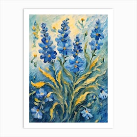 Blue Flowers In Sunlight Art Print