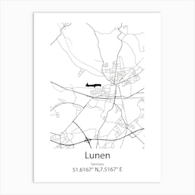 Lunen,Germany Minimalist Map Art Print