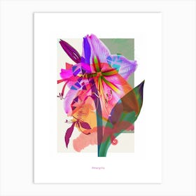 Amaryllis 8 Neon Flower Collage Poster Art Print