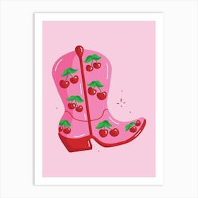 Pink Cowboy Boots Art Print