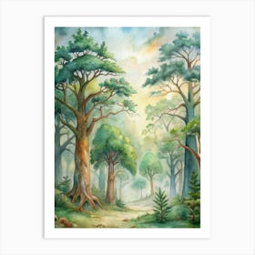 Watercolor Of A Forest Art Print