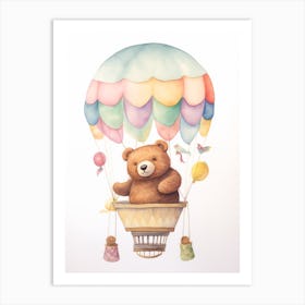 Baby Bear 4 In A Hot Air Balloon Art Print