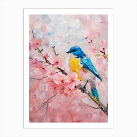 Blue Bird On Cherry Blossoms Art Print