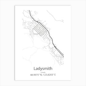 Ladysmith,Canada Minimalist Map Art Print