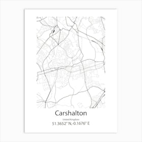 Carshalton,United Kingdom Minimalist Map Affiche