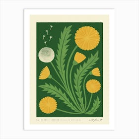 Dandelion Modern-Retro Yellow and Green Wild Flower Art Print Art Print